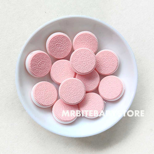 Pink Biscuits Silicone Beads