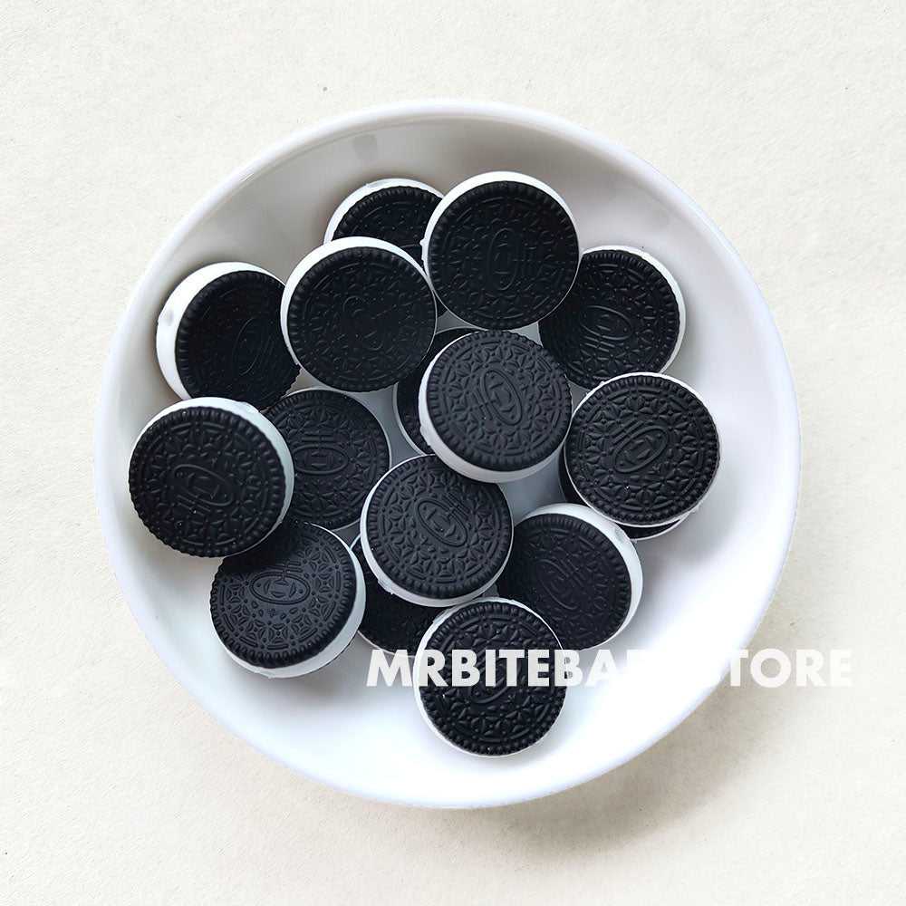 Black Biscuits Silicone Beads