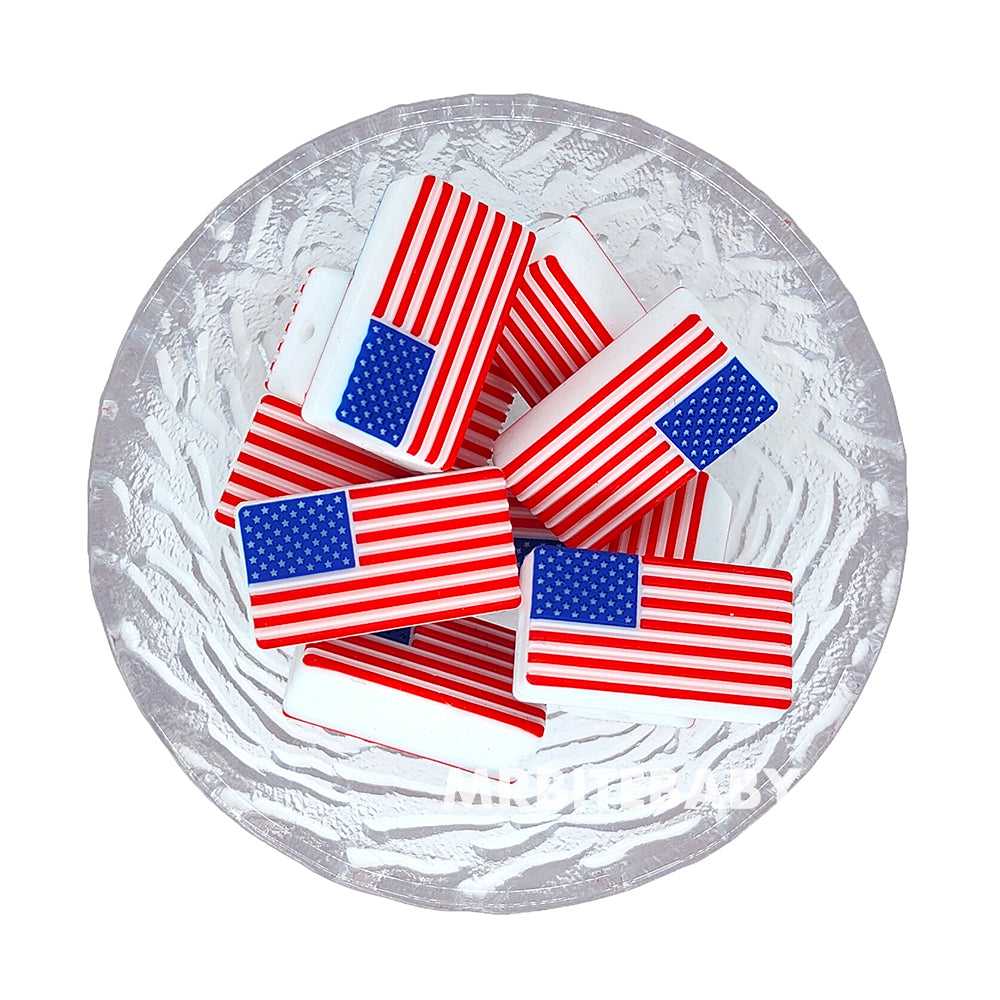 USA Flag Silicone Beads - 28*14*10mm