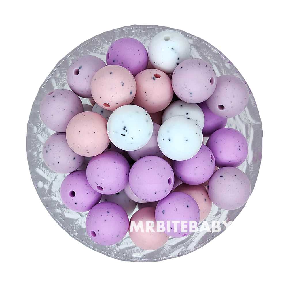 15mm Gritty Mix Colors Round Silicone Beads