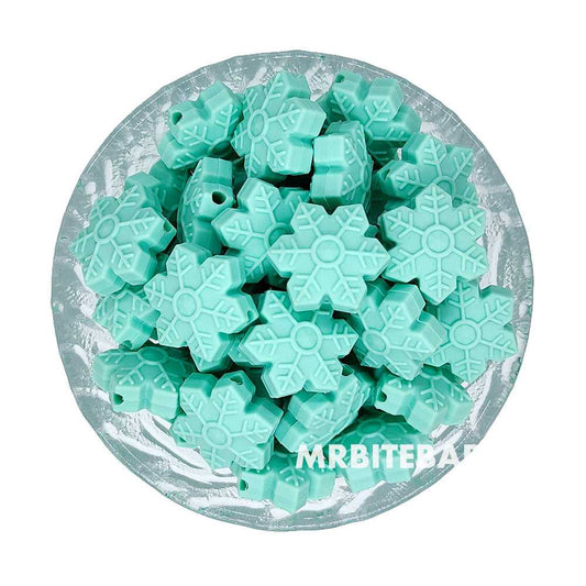 Green Snowflake Silicone Beads - 19*17mm