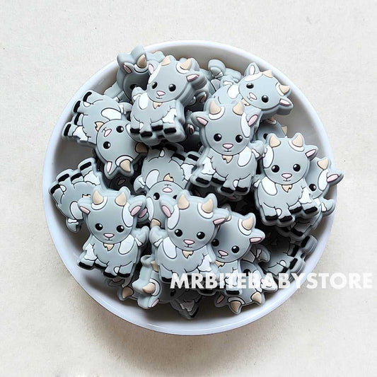 Light Grey - Goat Silicone Beads 25*30mm