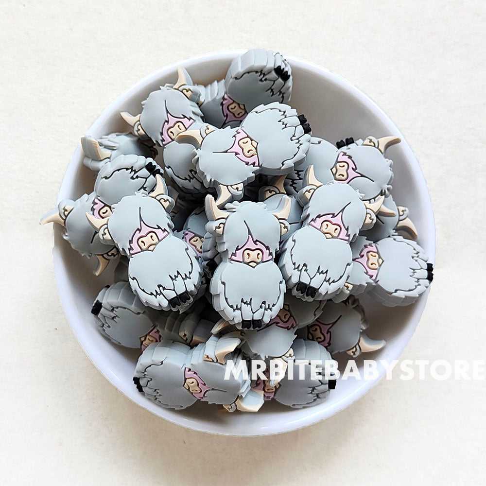 Light Grey - Yak/Cow Silicone Beads 19*30mm