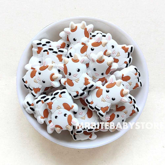White - Goat Silicone Beads 25*30mm