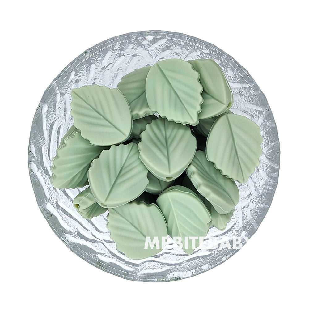 Sage Leaf Silicone Beads 24*19mm