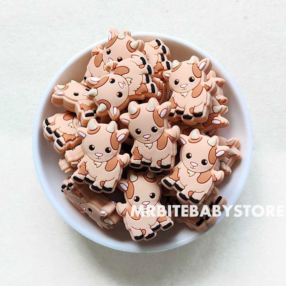 Peach - Goat Silicone Beads 25*30mm