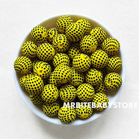 15mm Bee Dot Silicone Beads - Round
