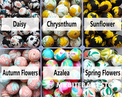 12/15mm Flower Silicone Beads - Round