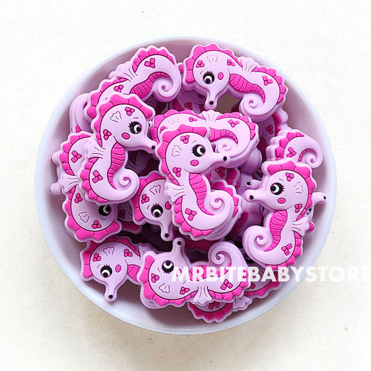 Sweet Lilac - Sea Horse Silicone Beads 21*35mm