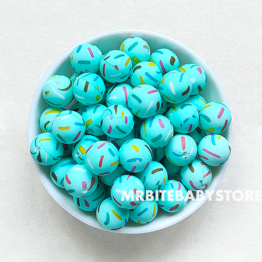 15mm Mint Green Doughnut Silicone Beads - Round