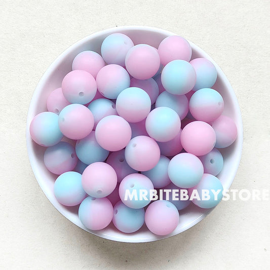 15mm Pink Blue Luminous/Glow In The Dark Silicone Beads - #104