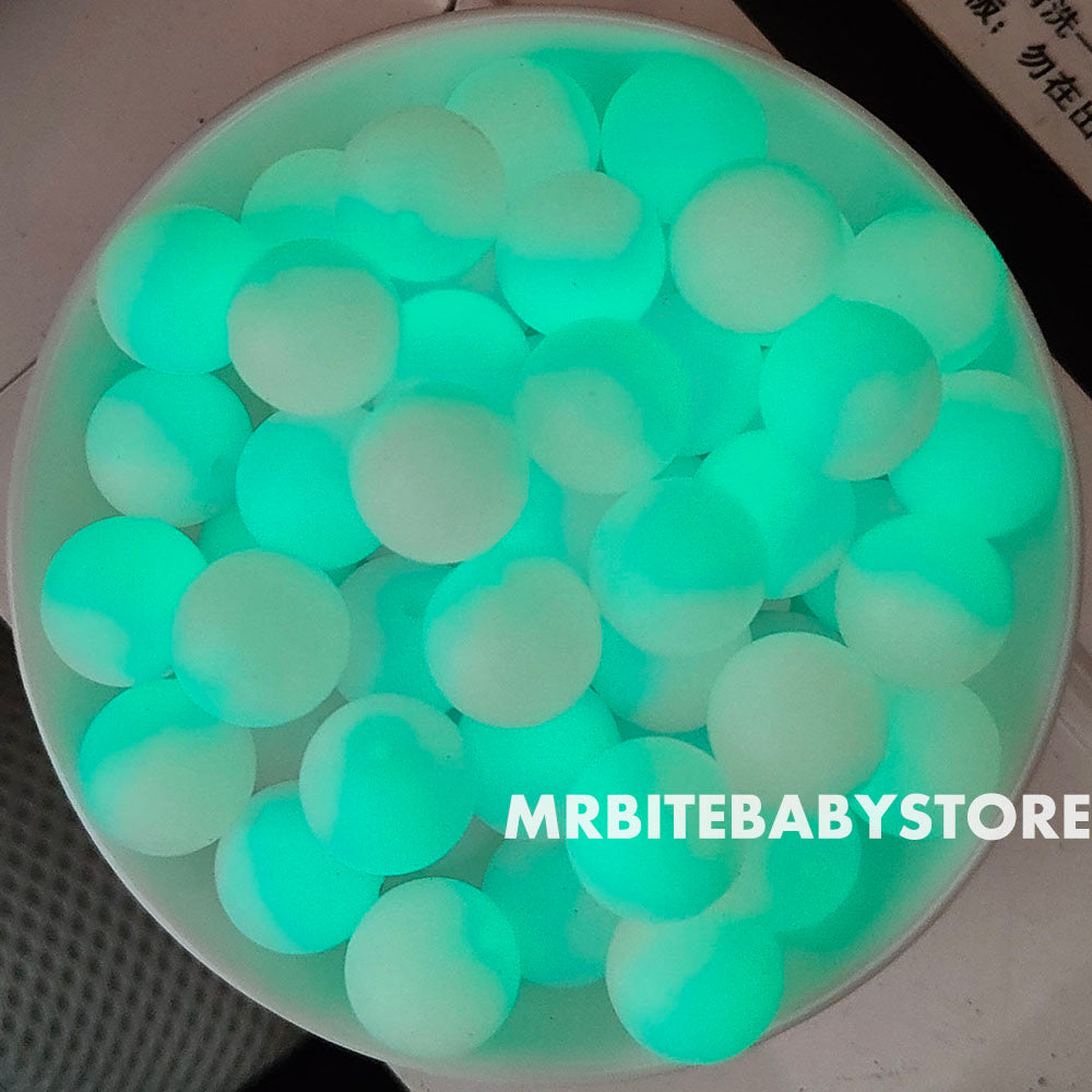 15mm Pink Blue Luminous/Glow In The Dark Silicone Beads - #104