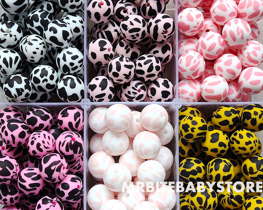 Cow Silicone Beads - Round