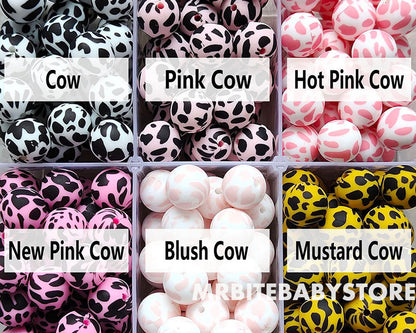 15mm Cow Silicone Beads - Round