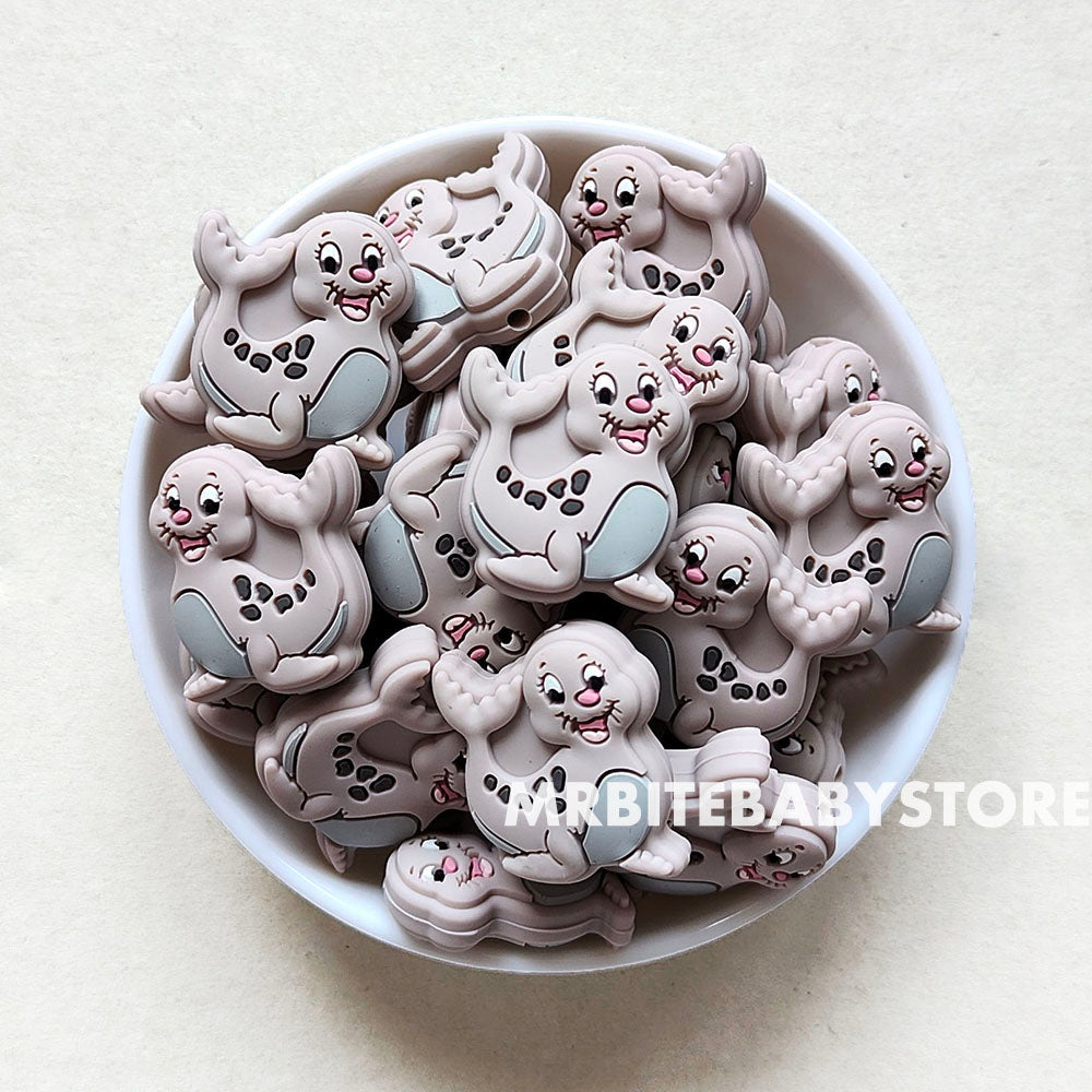 Rose Brown - Sea Lion Silicone Beads - 27*25mm