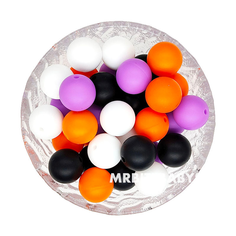 12/15mm Halloween Mix 4 Colors Round Silicone Beads