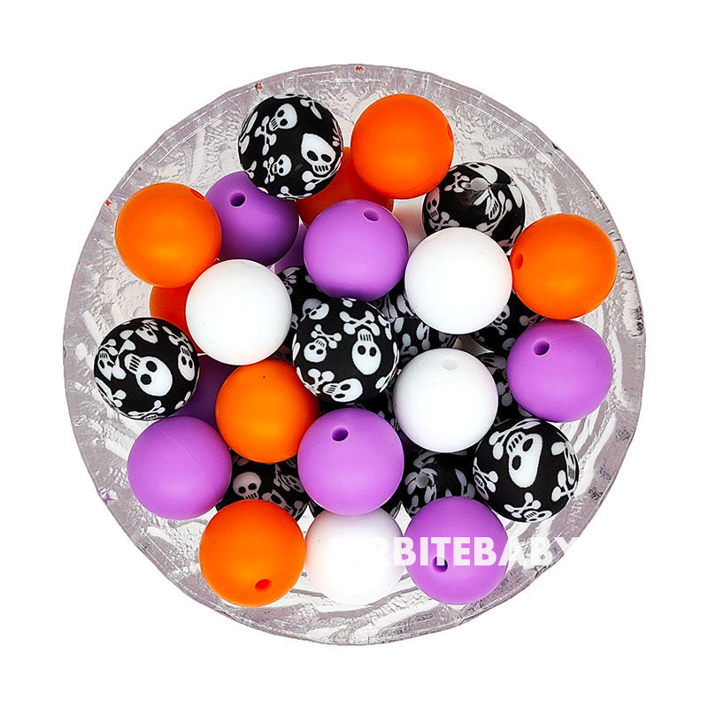 15mm Halloween Mix 4 Colors Round Silicone Beads
