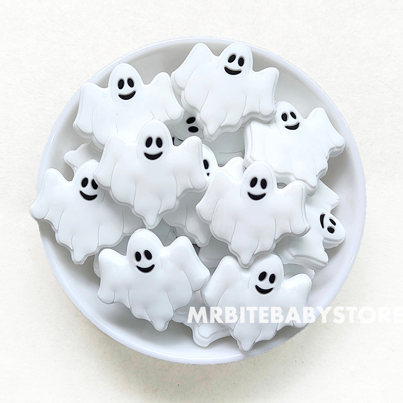White - Halloween Ghost Silicone Beads - 30*32mm