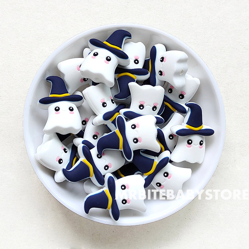 White - Ghost Silicone Beads - 30*22mm