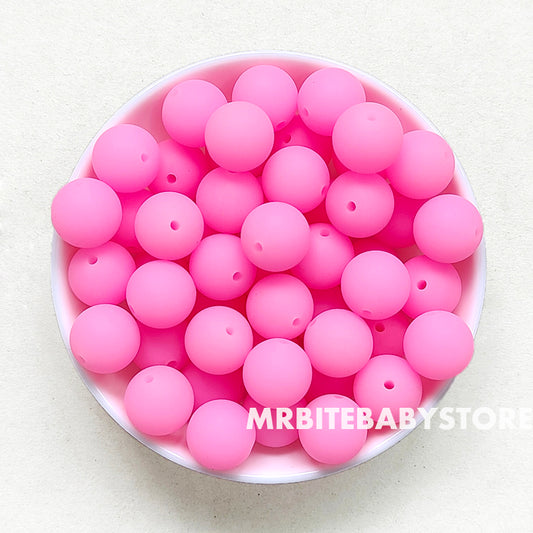 15mm Pink Glow In The Dark/Luminous Silicone Beads - Round