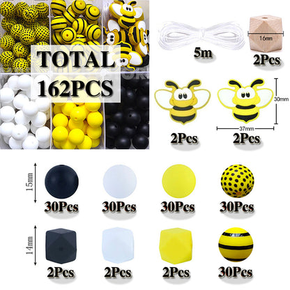 162Pcs Bee Assorted Silicone Beads Kit
