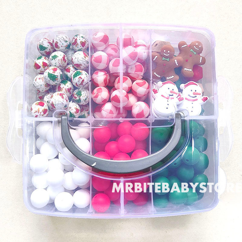162Pcs Assorted Silicone Beads Kit, Christmas Beads
