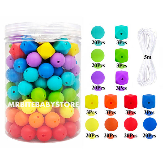 161Pcs Assorted Beads, Colorful Mixed Silicone Beads