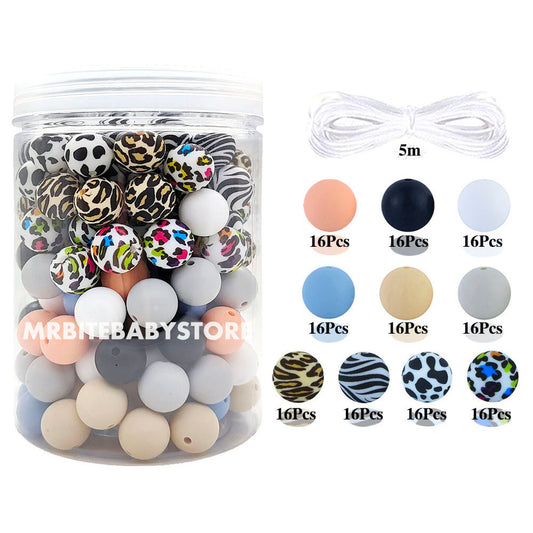 160Pcs Assorted Beads Set Leopard Silicone Beads
