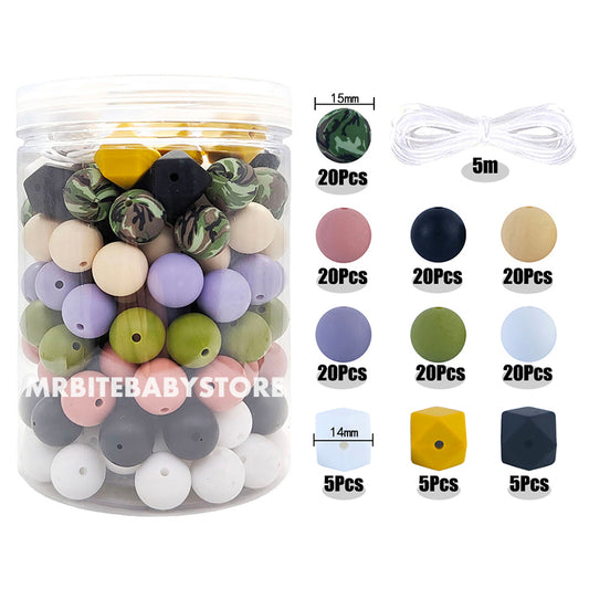 155Pcs Silicone Beads, Assorted Silicone Loose Beads