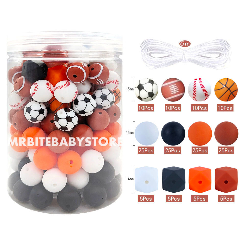 160Pcs Football, Basketball, Baseball Sports Theme Assorted Beads