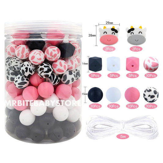 169Pcs Assorted Cow Silicone Beads