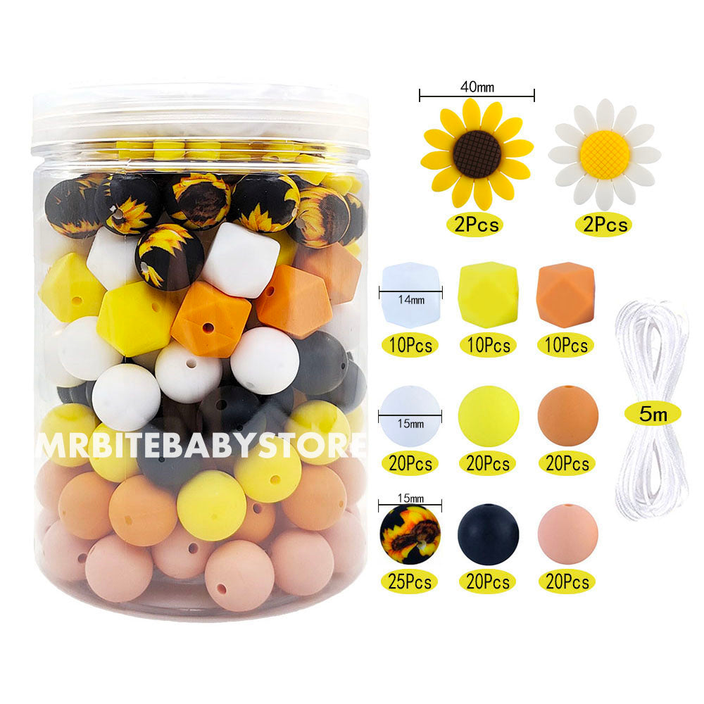 159Pcs Sunflower Assorted Silicone Beads