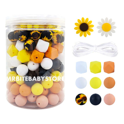159Pcs Sunflower Assorted Silicone Beads
