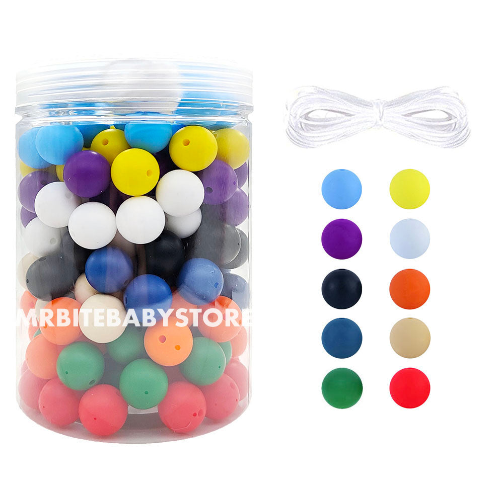 160Pcs 15mm Assorted Round Silicone Beads