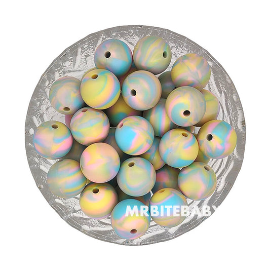 15mm Candy Tie-dye Silicone Beads - Round