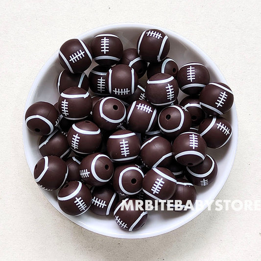15mm Rugby/Football Silicone Beads - Round