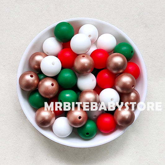 Mixed 4 Color Beads,15mm Round Silicone Beads,Copper Silicone Beads