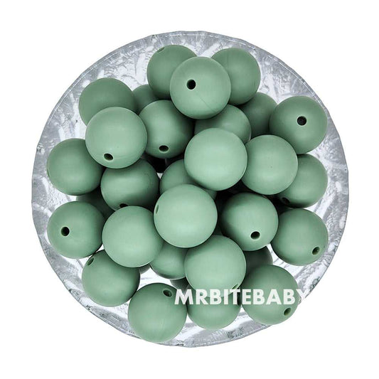 15mm - Moss Green Silicone Beads - Round