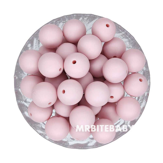 15mm - Quartz Pink Silicone Beads - Round