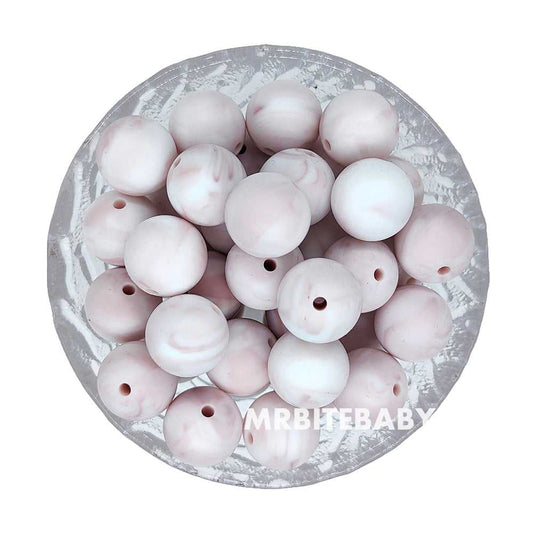 15mm - Lilac Marble Silicone Beads - Round