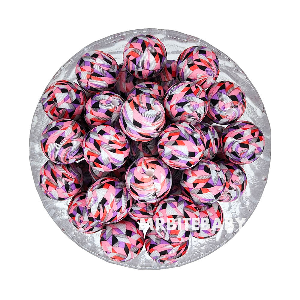 15mm Kaleidoscope Silicone Beads - Round