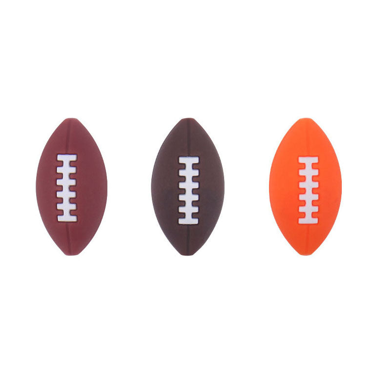 Football Silicone Rugby Sport Beads - 14*27mm