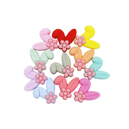 10-100Pcs Mix Color Bunny Ears Silicone Beads - 27*28mm