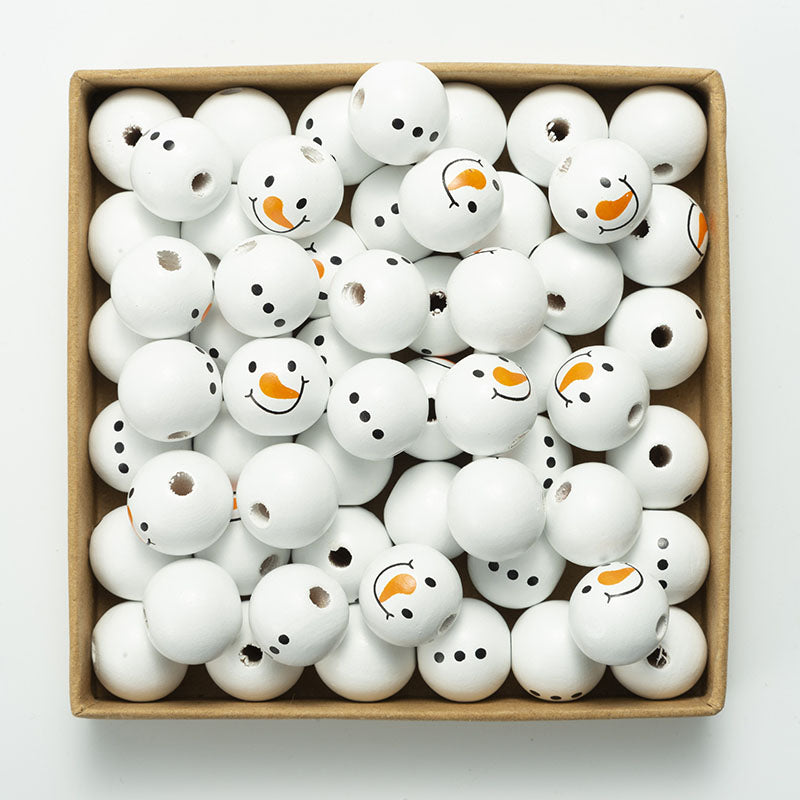 20mm Round Christmas Snowman Mix Wood Beads – MrBiteBabyStore