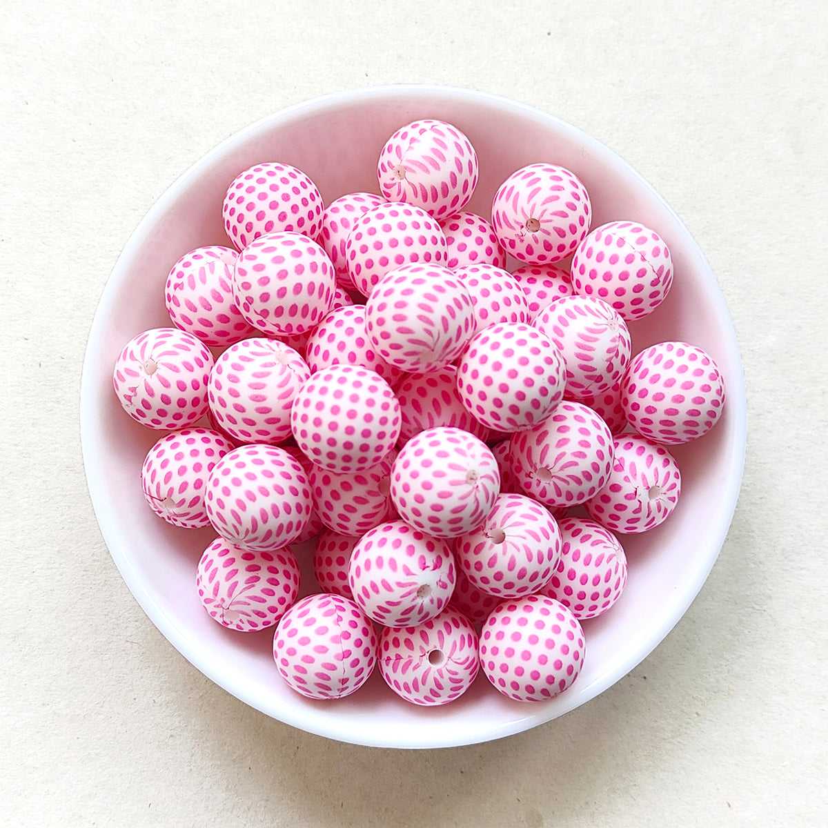 15mm Pink Disco Silicone Beads - Round