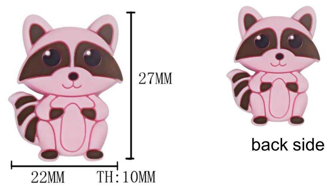 Raccoon Silicone Beads - 27*22mm