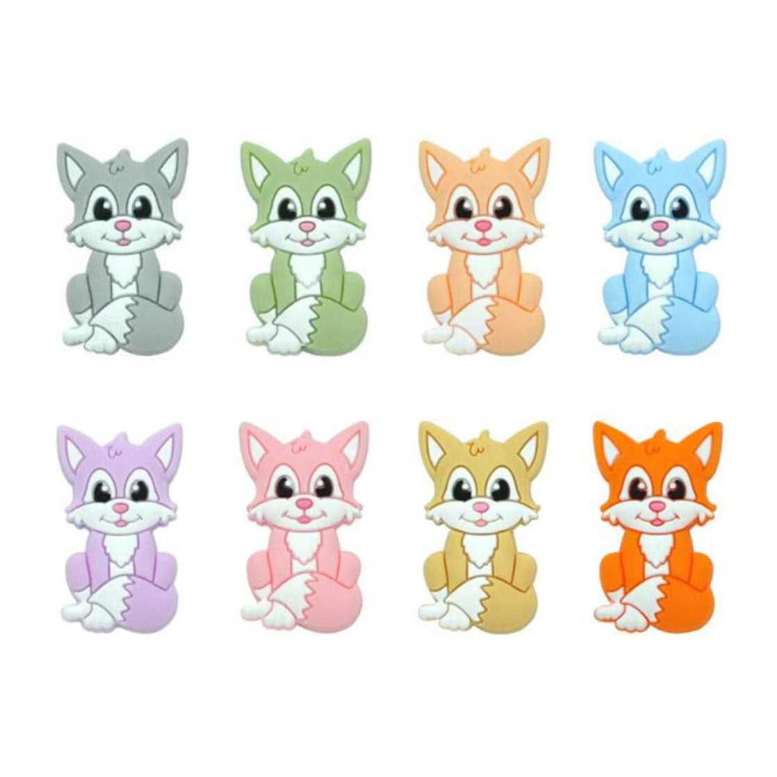 Sitting Fox Silicone Beads - 35*25mm