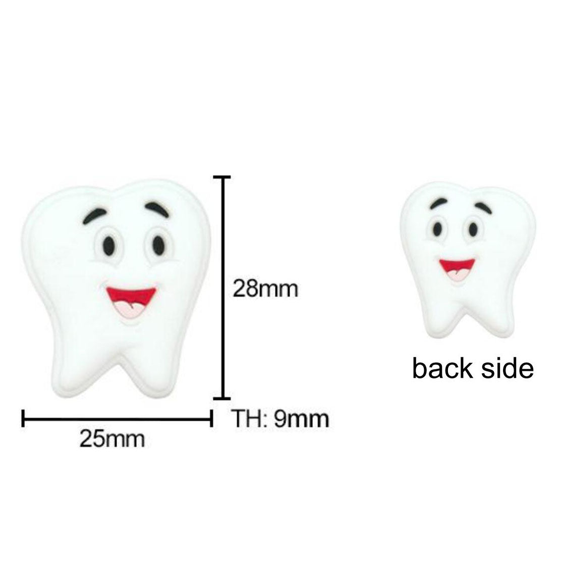 50Pcs/Lots Tooth Silicone Beads - 28*25mm