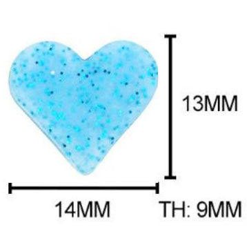Small Heart Glitter Silicone Beads - 14*13mm