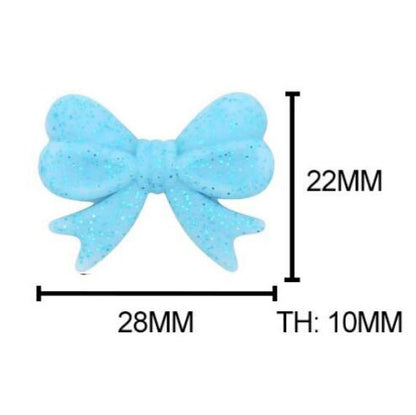 Bowknot Glitter Silicone Beads - 28*22mm